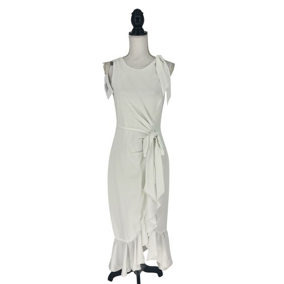 Cinq a Sept Nanon Crepe Ruffle Dress in Ivory - Picture 3 of 13